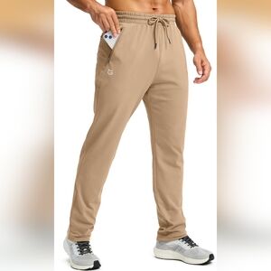 NWT - G Gradual - Zipper Pockets Tapered Fleece Lined WARM Athletic Pants, TAN